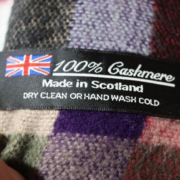 Beautiful Checker Board Woven Cashmere Scotland  Neck Scarf Fringe - Picture 11 of 11